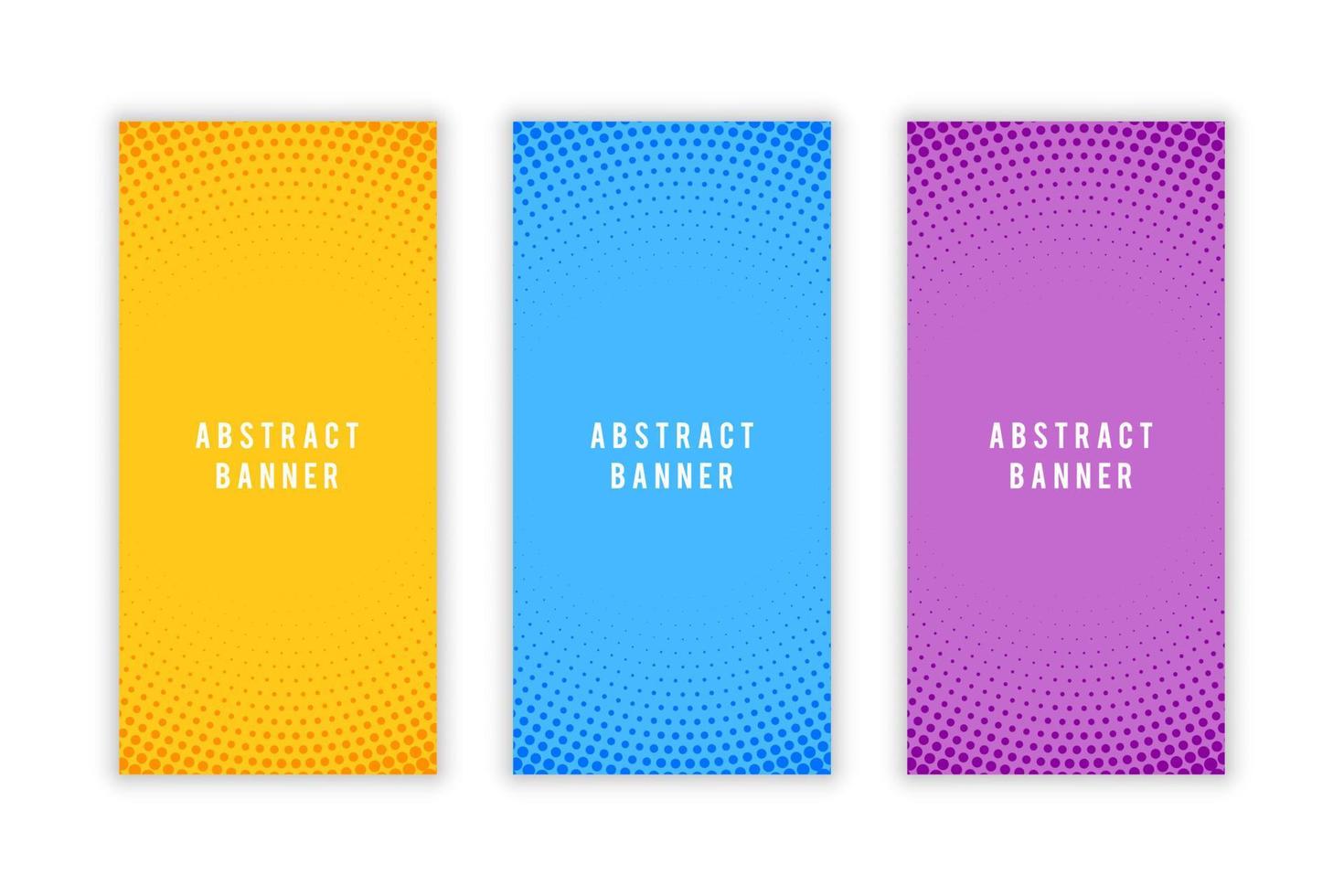 Abstract halftone style empty vertical banners set. Vector illustration