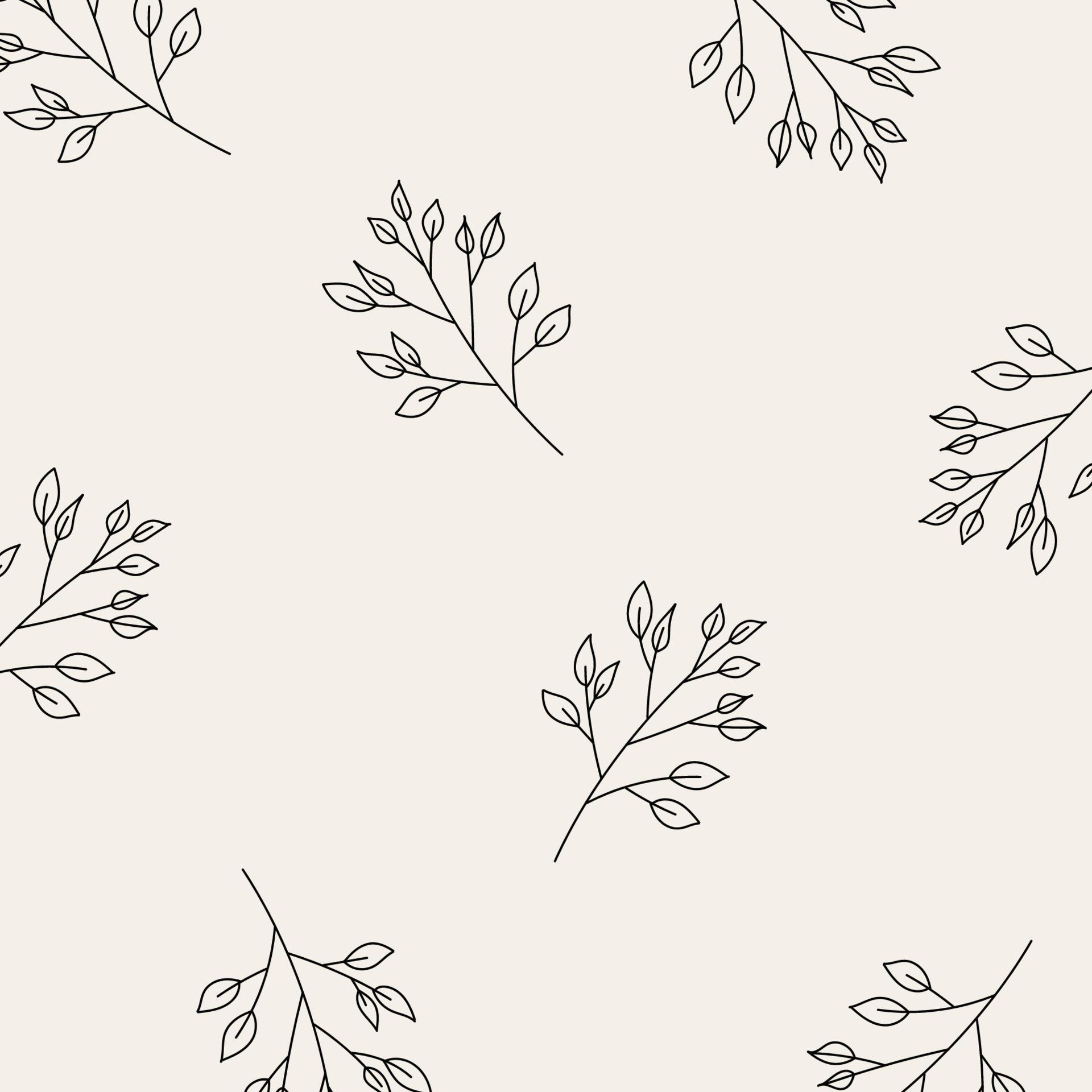 Seamless pattern of leaves and flowers. Background with hand drawn