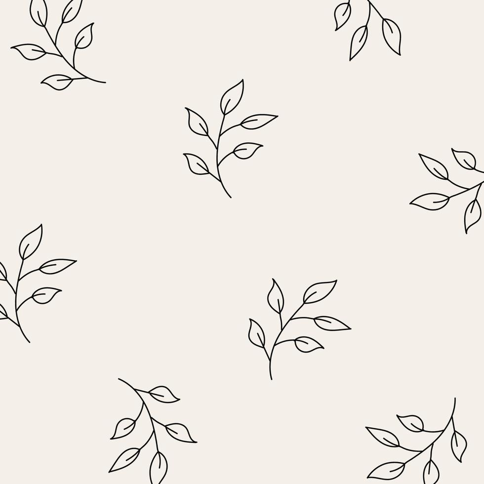 Seamless pattern of leaves and flowers. Background with hand drawn texture of leaves and flowers. Decorative nature background vector