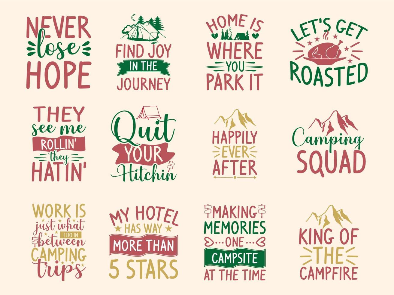 Set of camping  t-shirt design vector