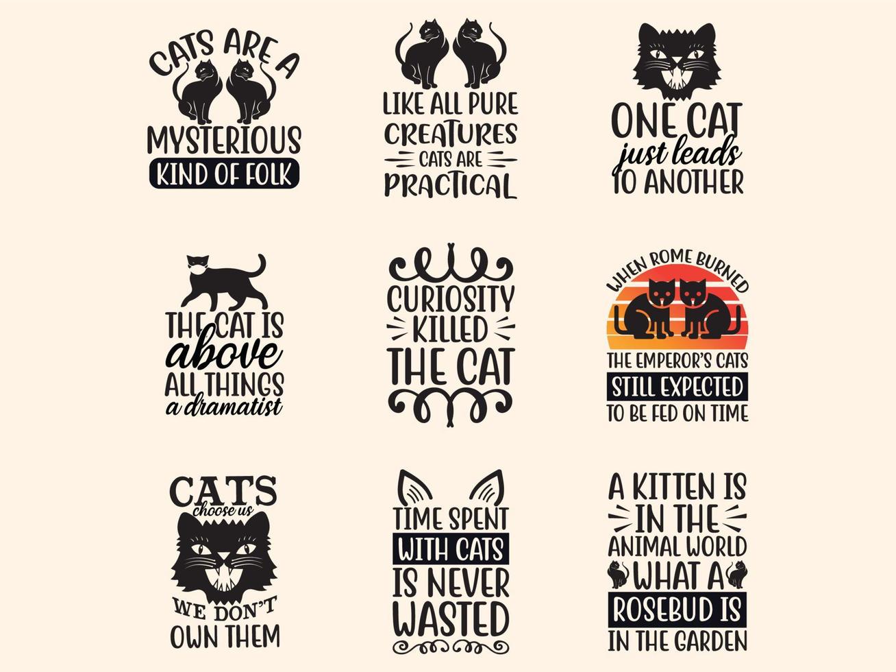 Set of cat  t-shirt design vector