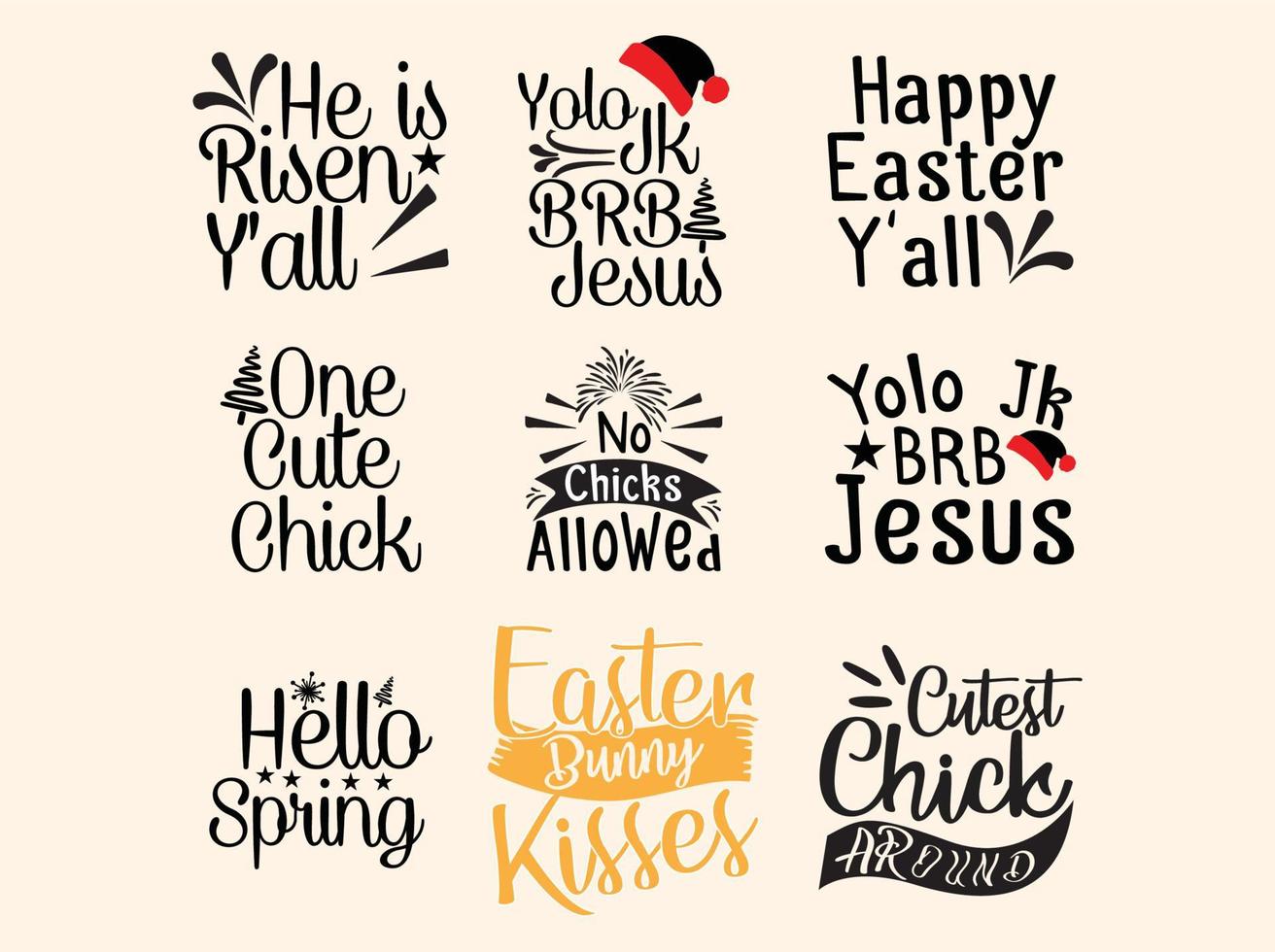 Set of easter  t-shirt design vector