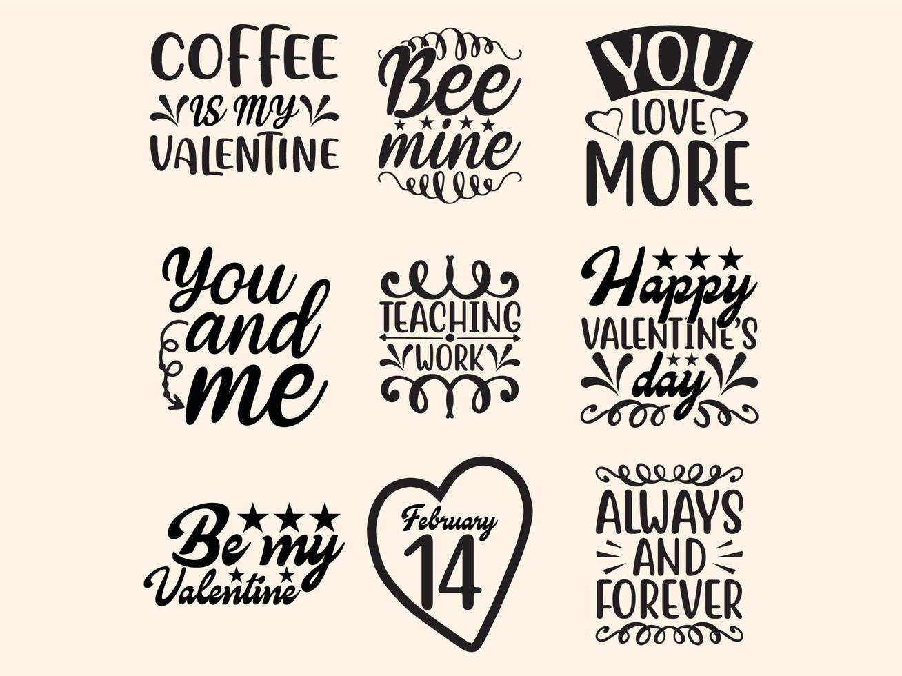 Set of valentine day t-shirt design vector