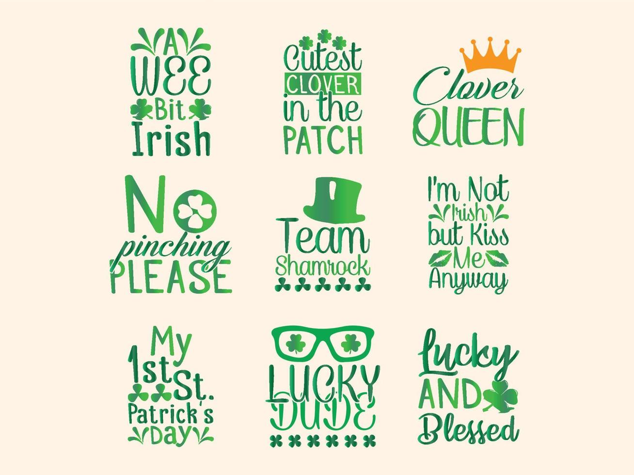 Set of st patrick day t-shirt design vector