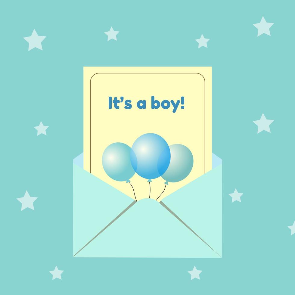 Vector blue background with balloon and envelope