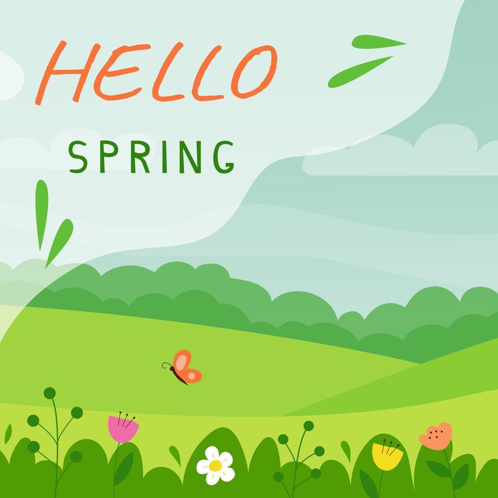 Hello spring concept vector