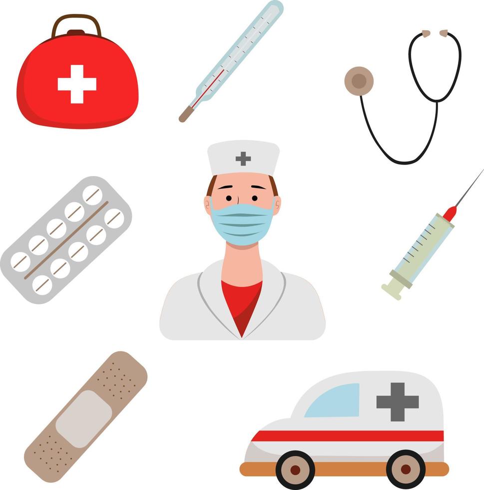 Hospital clipart set in flat style vector