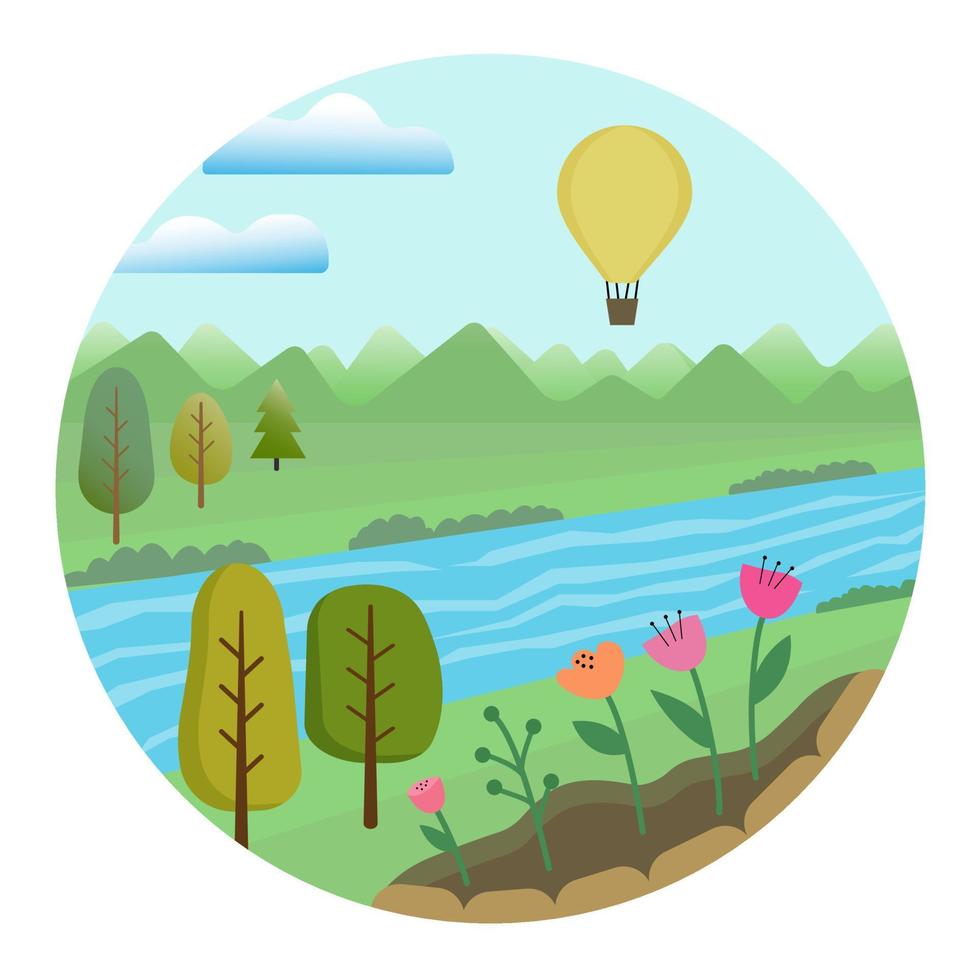 spring landscape with baloon vector