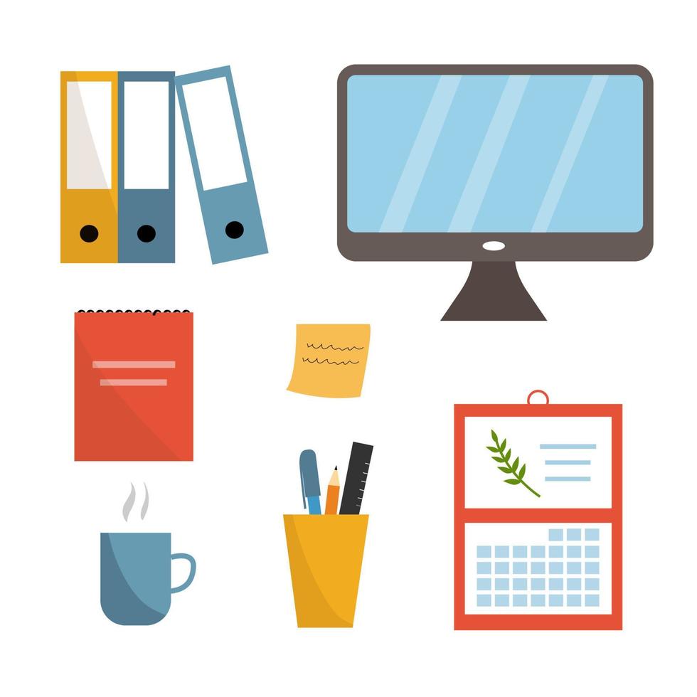 Office supplies on a white background. vector