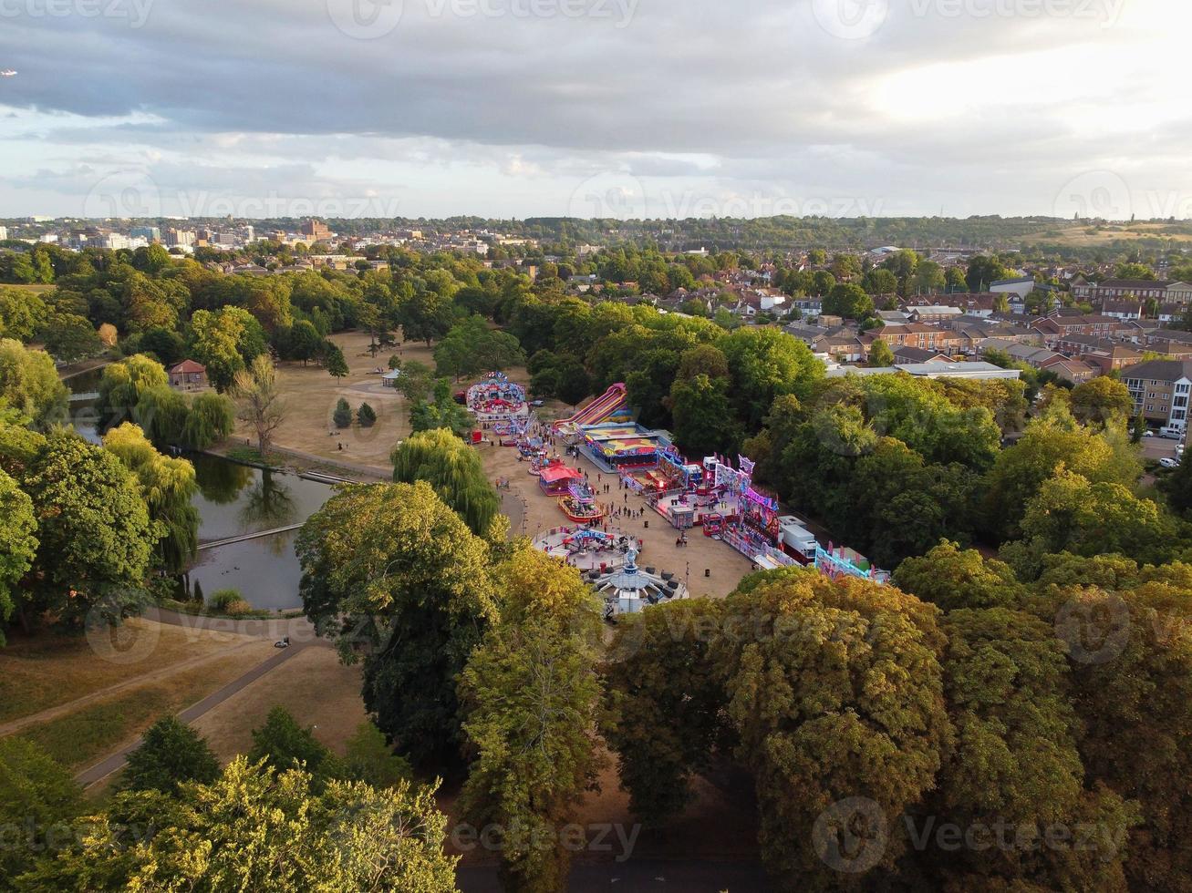 Aerial View of Luton Town of England on a Hot Sunny Day photo