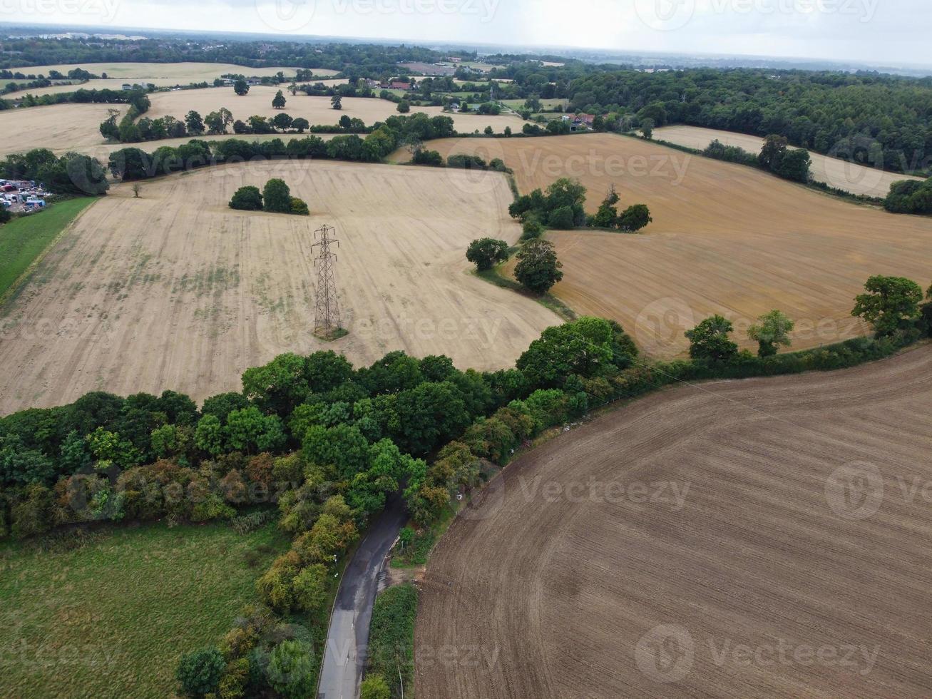 High Angle View of British Motorways with Traffic. The Aerial footage of British Roads and Motorways at between M1 Junction 7 and 9 at Sunset. The Footage captured on 09-07-2022 with drone's camera photo