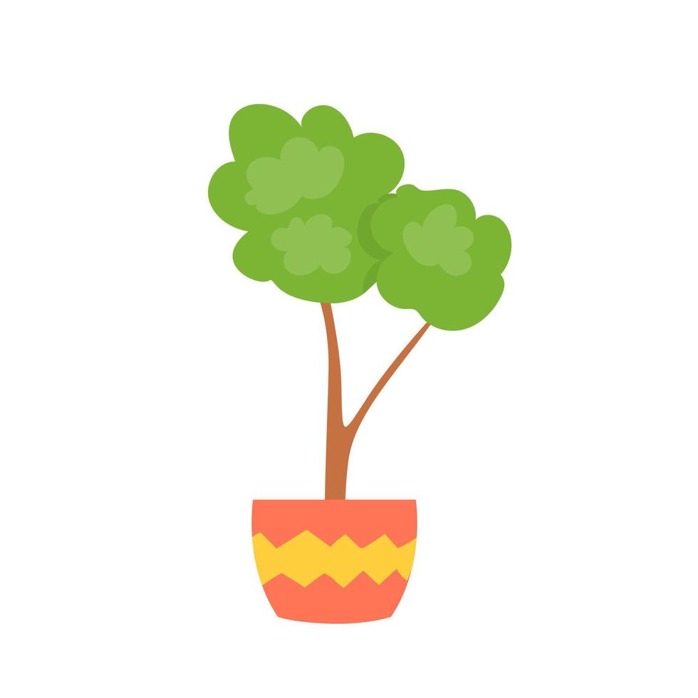 Decorative tree in a flower pot on a white background. vector