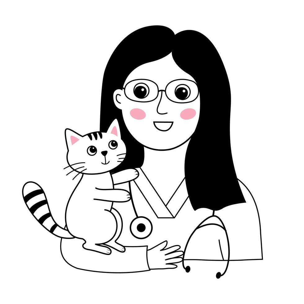 Cute vet girl with a kitten in her hands. 11672733 Vector Art at Vecteezy Cute vet girl with a kitten in her hands. 11672733 Vector Art at Vecteezy