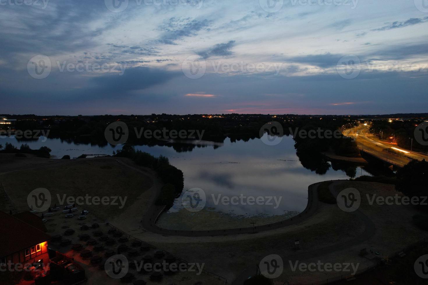 High Angle View of Lake and Landscape at Milton Keynes England photo