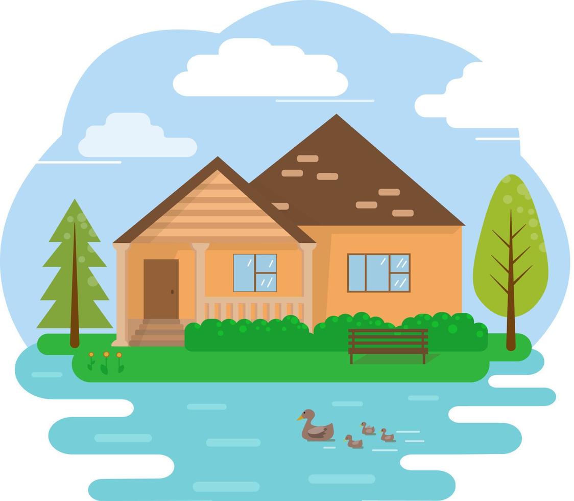 Holiday house in flat style vector