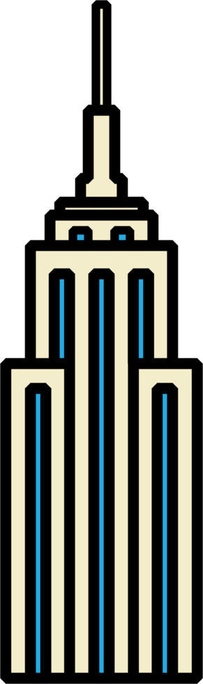 outline simplicity drawing of empire state building landmark front elevation view. png