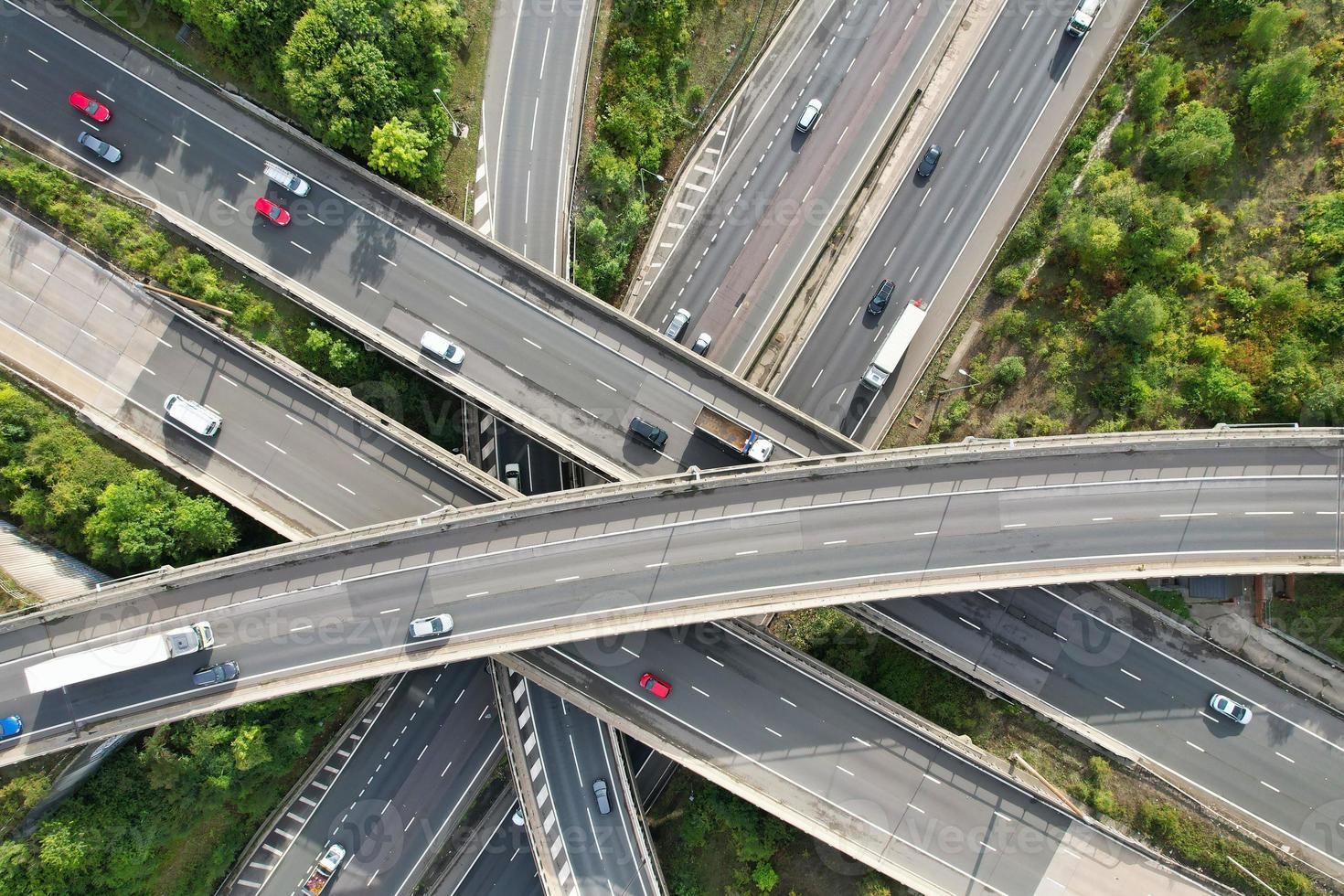 Aerial View of British Motorways With Fast Moving Traffic photo