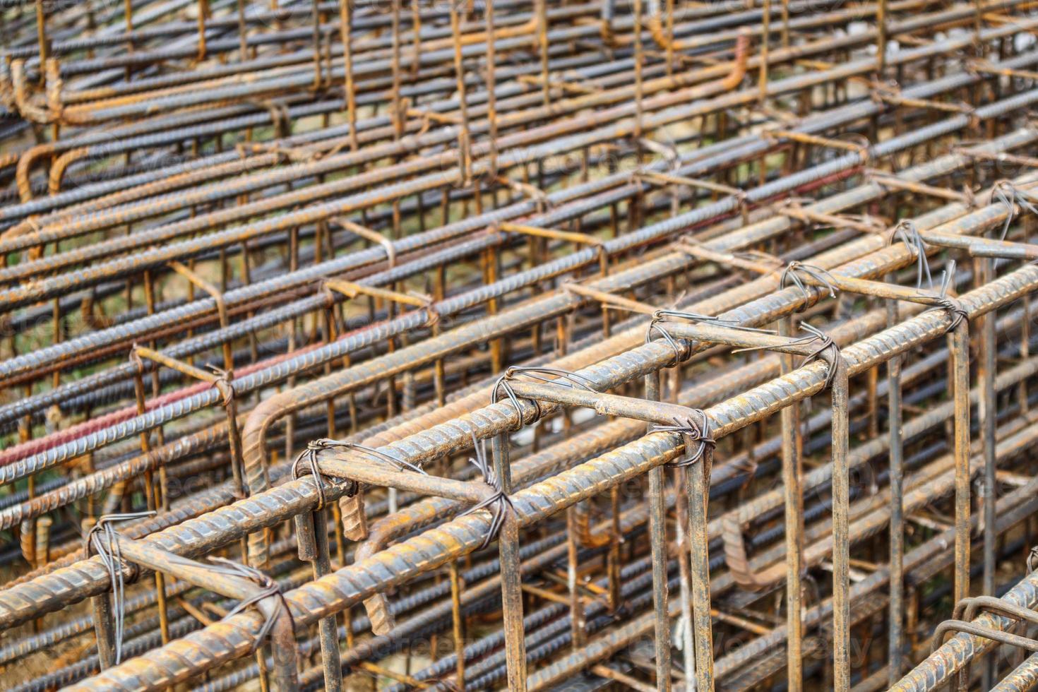 steel rebar for reinforced concrete at building construction site photo