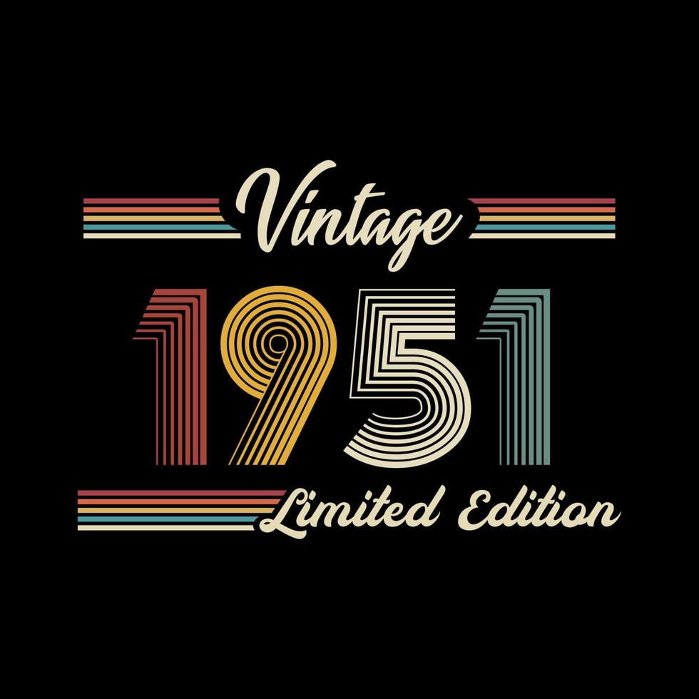 vector de diseño de camiseta de edición limitada retro vintage de 1951