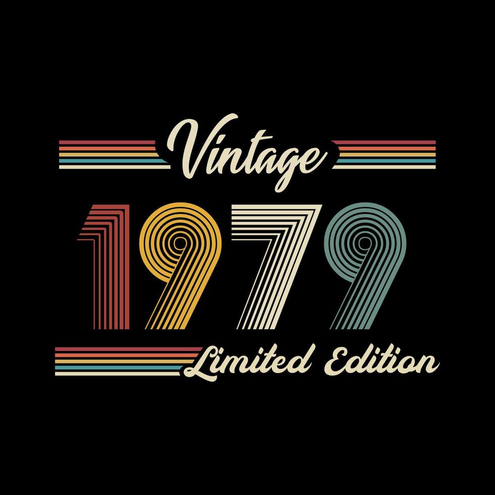 vector de diseño de camiseta de edición limitada retro vintage de 1979