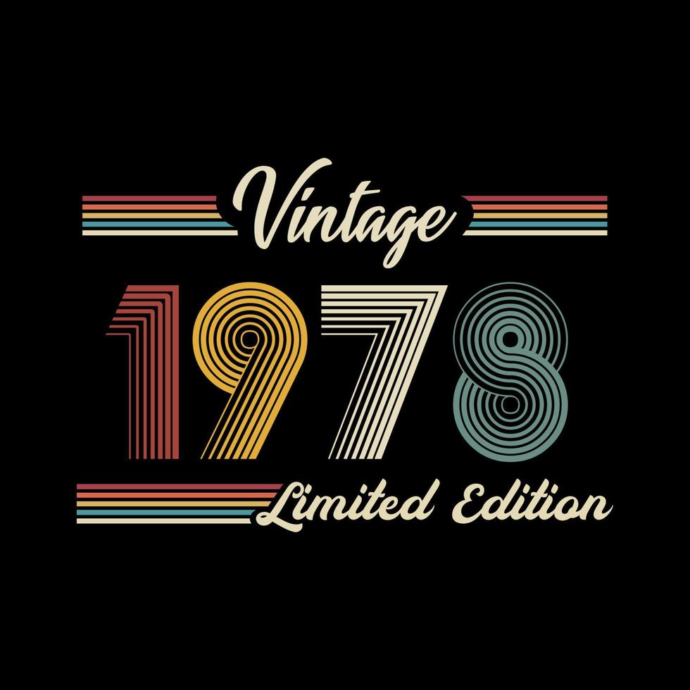 vector de diseño de camiseta de edición limitada retro vintage de 1978