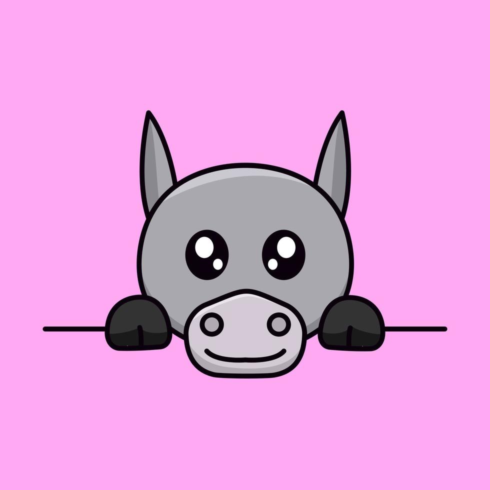 ilustración vectorial de burro lindo y animal chibi vector
