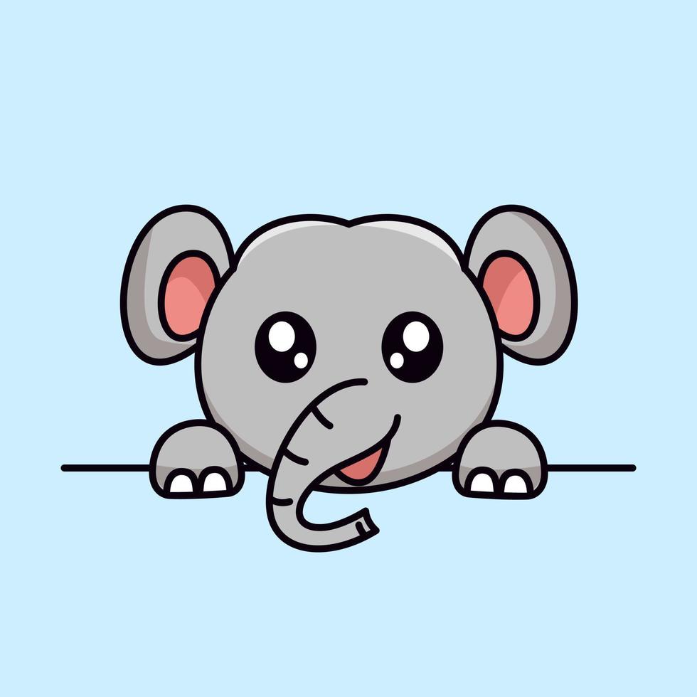 ilustración vectorial de elefante lindo y animal chibi vector