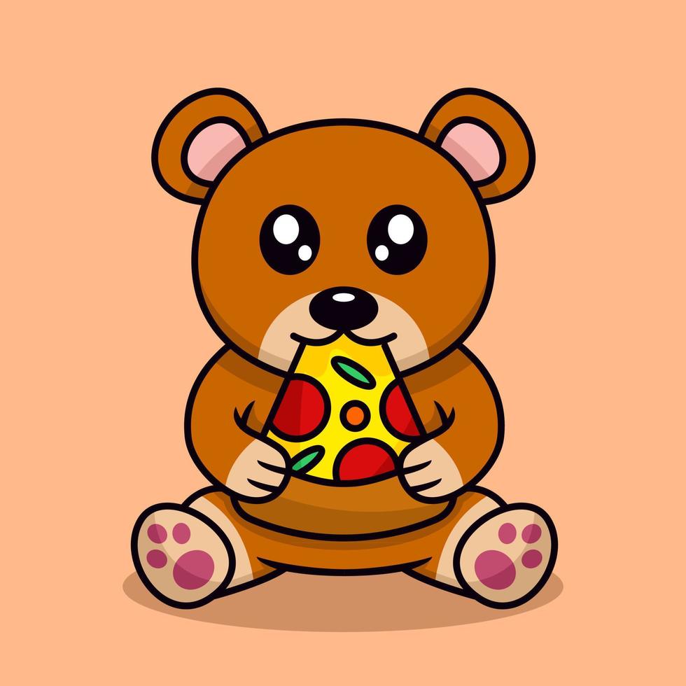 Vector illustration of cute bear and chibi animal