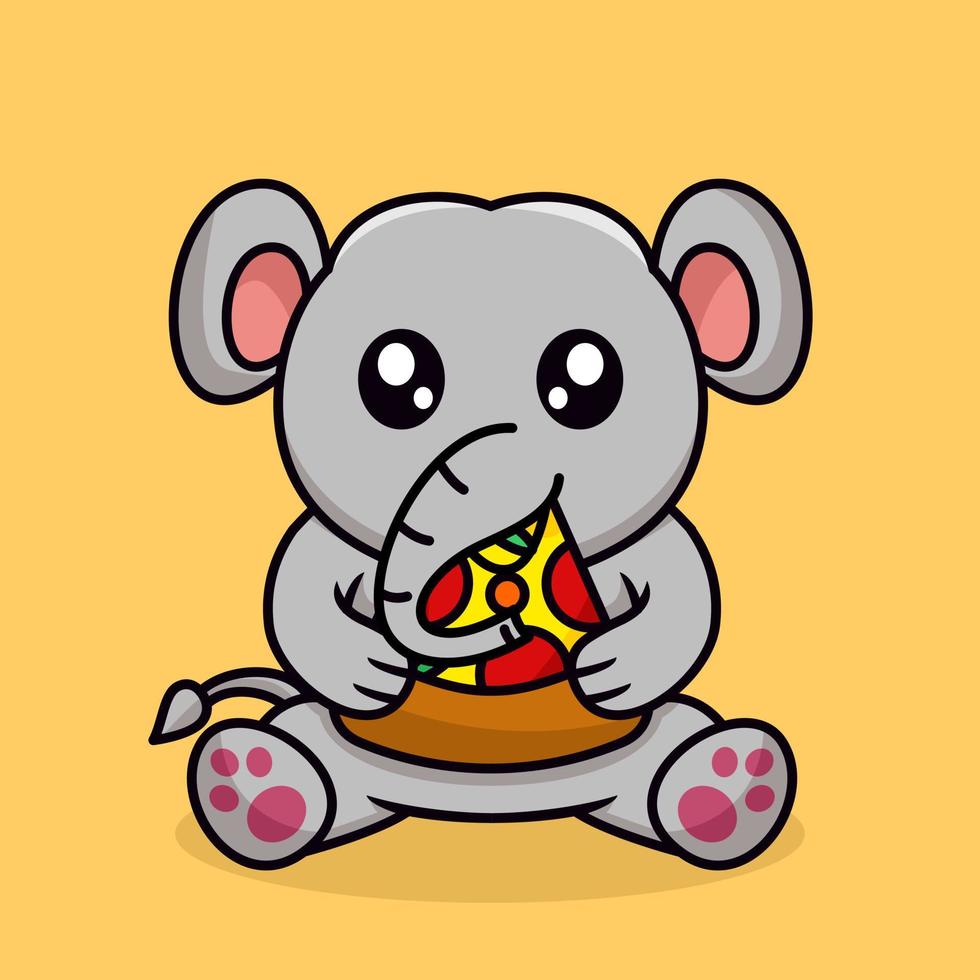 ilustración vectorial de elefante lindo y animal chibi vector