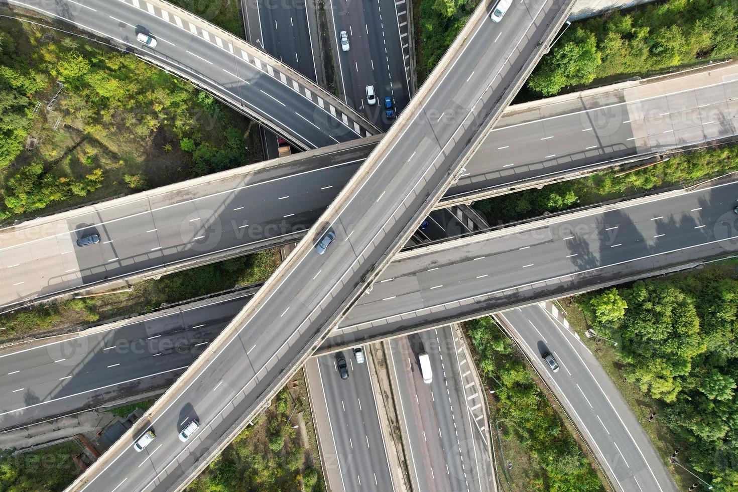 Aerial View of British Motorways With Fast Moving Traffic photo