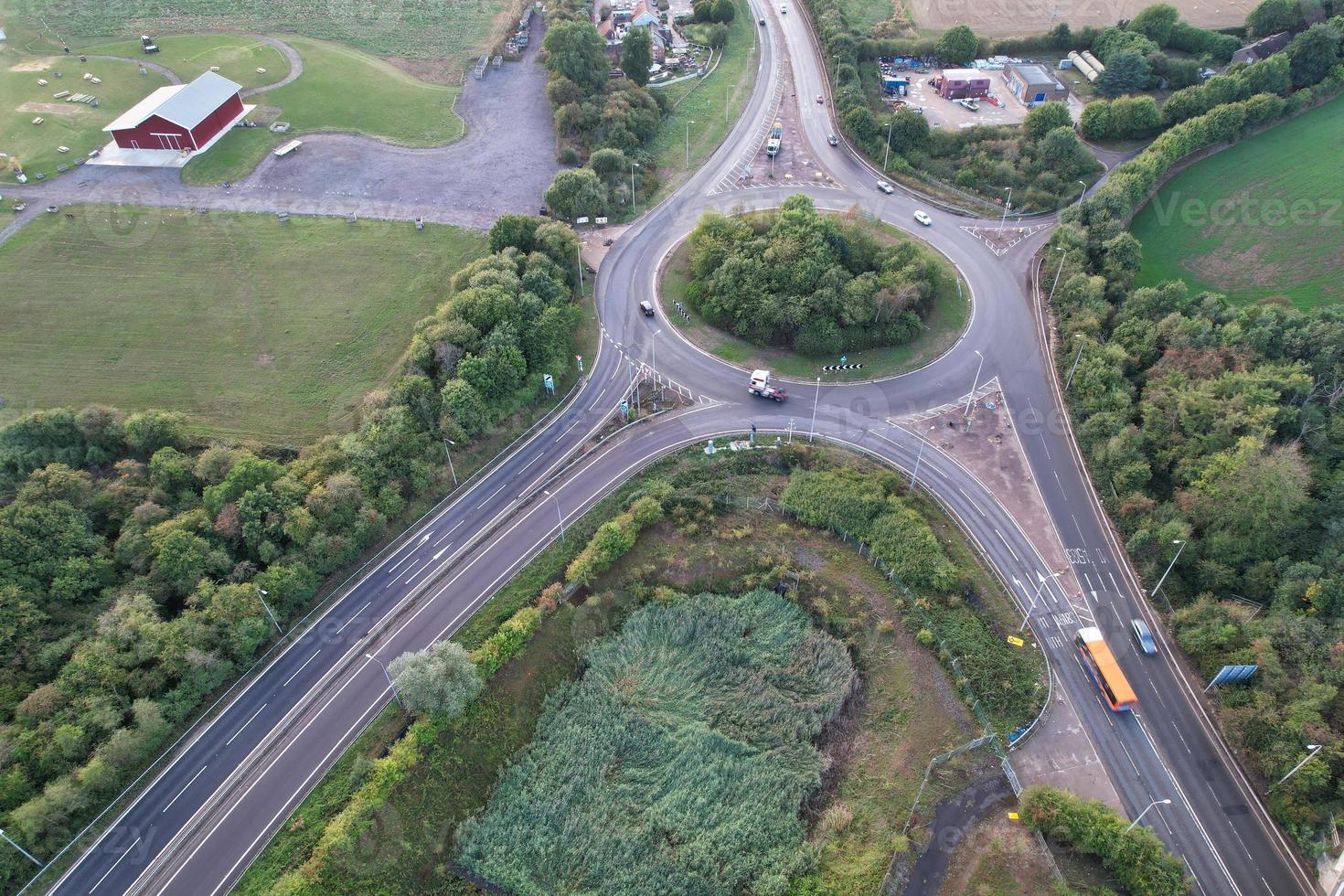 Aerial View of British Motorways With Fast Moving Traffic photo