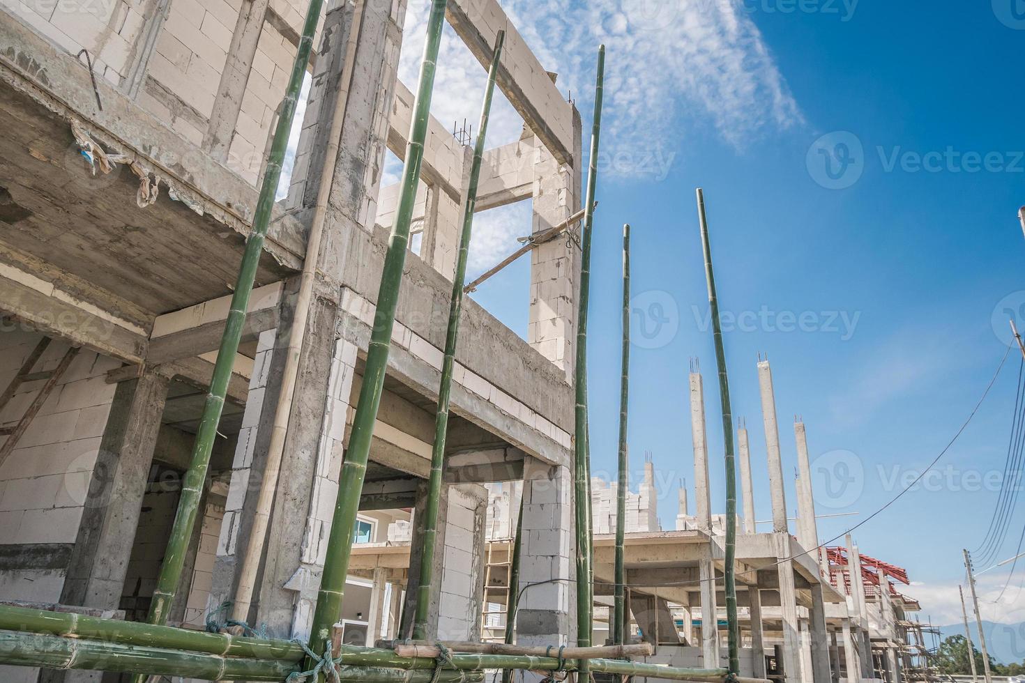 construction residential new house in progress at building site photo