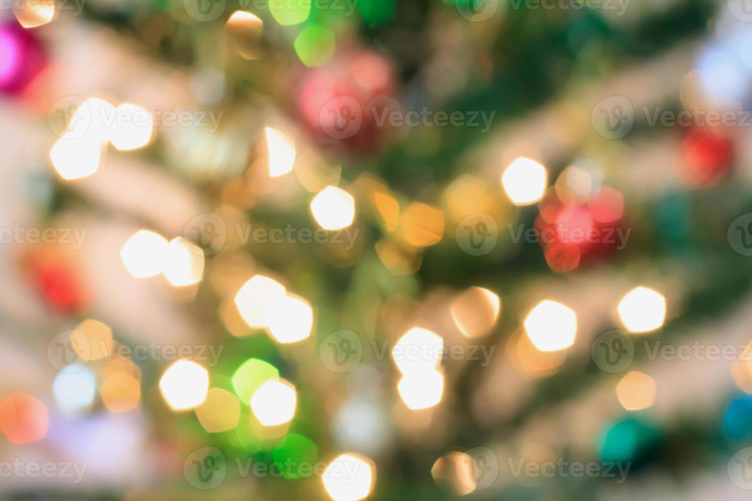 Christmas tree with bokeh light blur background photo