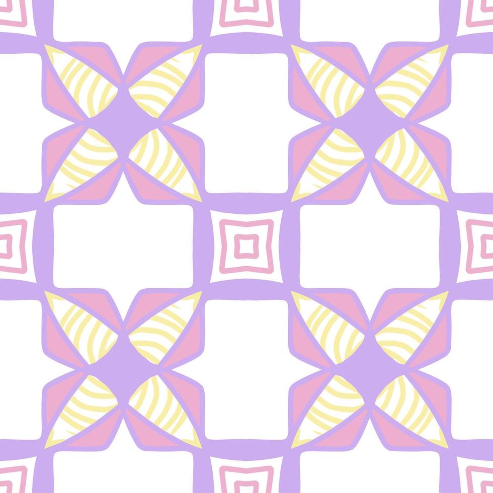 Pastel Color Seamless Pattern with Tribal Shape. Pattern designed in Ikat, Aztec, Moroccan, Thai, Luxury Arabic Style. Ideal for Fabric Garment, Ceramics, Wallpaper. Vector Illustration.