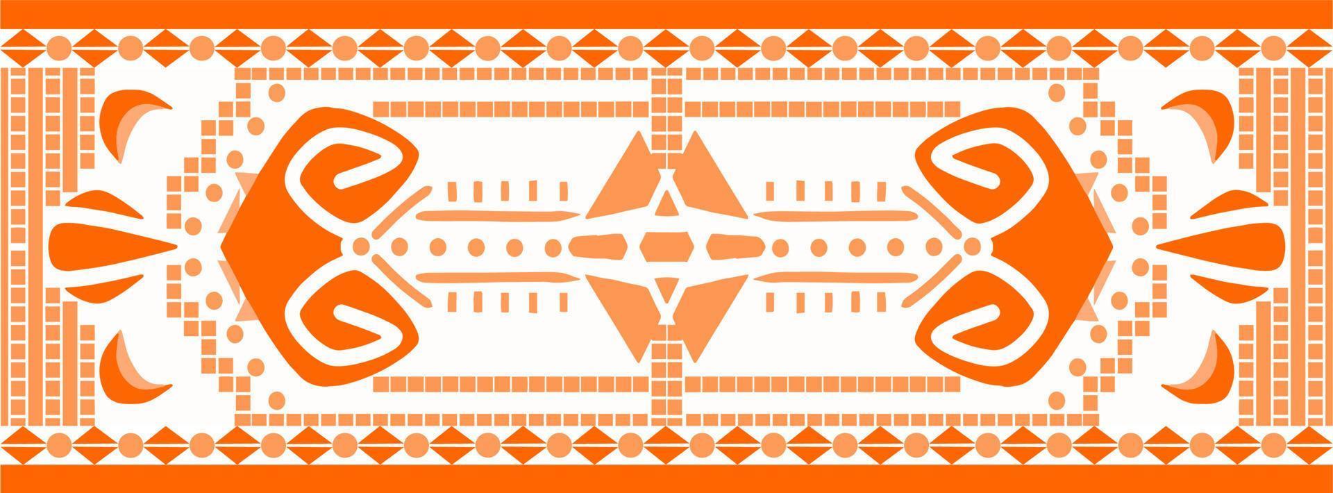 Geometric Orange Ethnic Pattern, Design in Boho, Aztec, Folk, Motif, Gypsy, Arabic, or Indian Style. Ideal for Fabric Pattern Printing or Carpet. vector