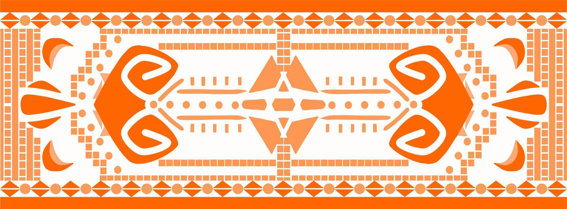 Geometric Orange Ethnic Pattern, Design in Boho, Aztec, Folk, Motif, Gypsy, Arabic, or Indian Style. Ideal for Fabric Pattern Printing or Carpet. vector