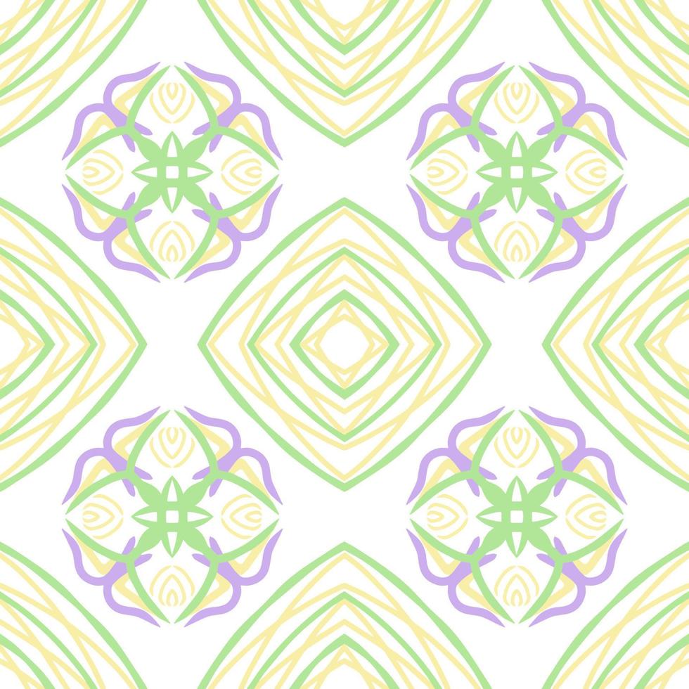 Pastel Color Seamless Pattern with Tribal Shape. Pattern designed in Ikat, Aztec, Moroccan, Thai, Luxury Arabic Style. Ideal for Fabric Garment, Ceramics, Wallpaper. Vector Illustration.