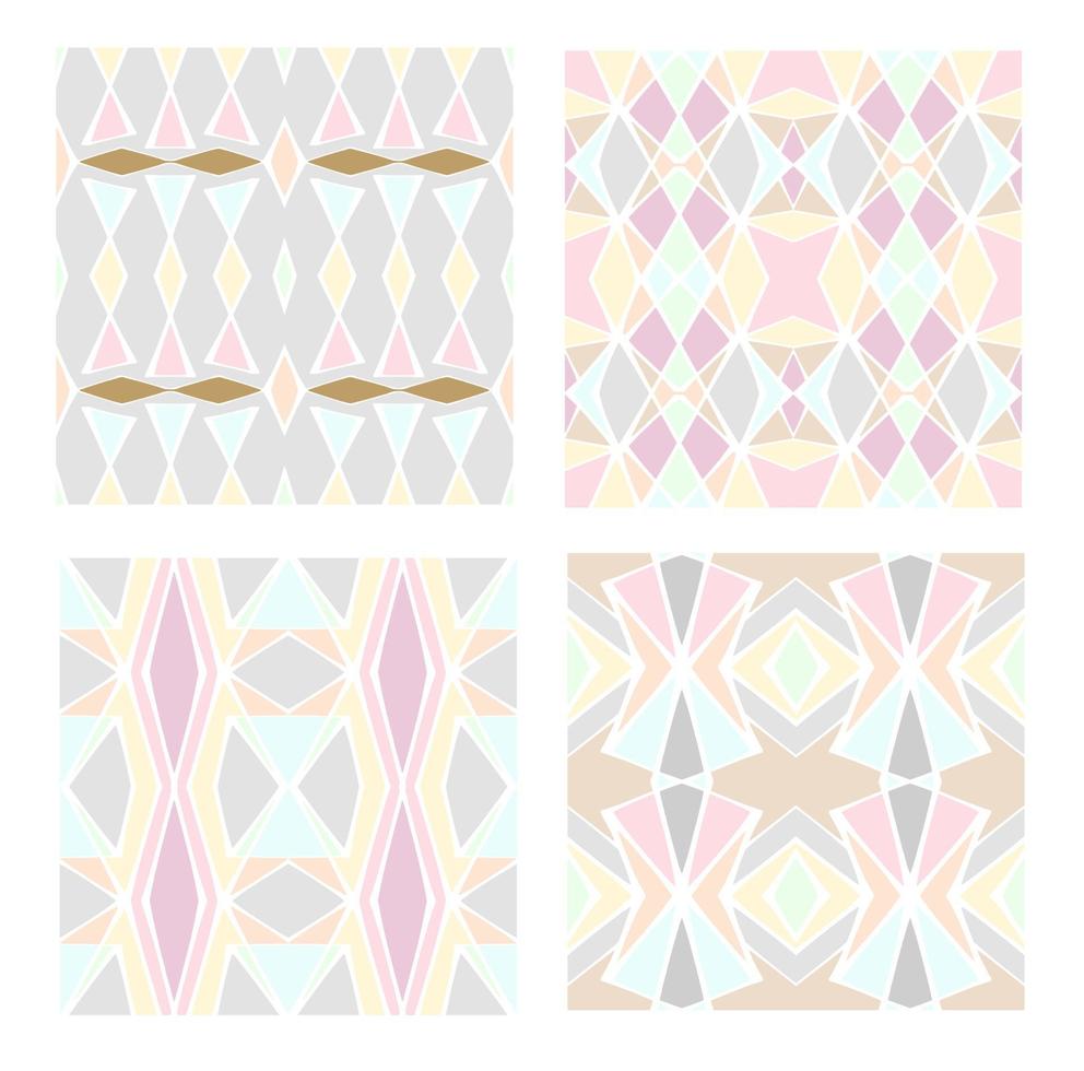 Pastel Color Seamless Pattern with Tribal Shape. Pattern designed in Ikat, Aztec, Moroccan, Thai, Luxury Arabic Style. Ideal for Fabric Garment, Ceramics, Wallpaper. Vector Illustration.