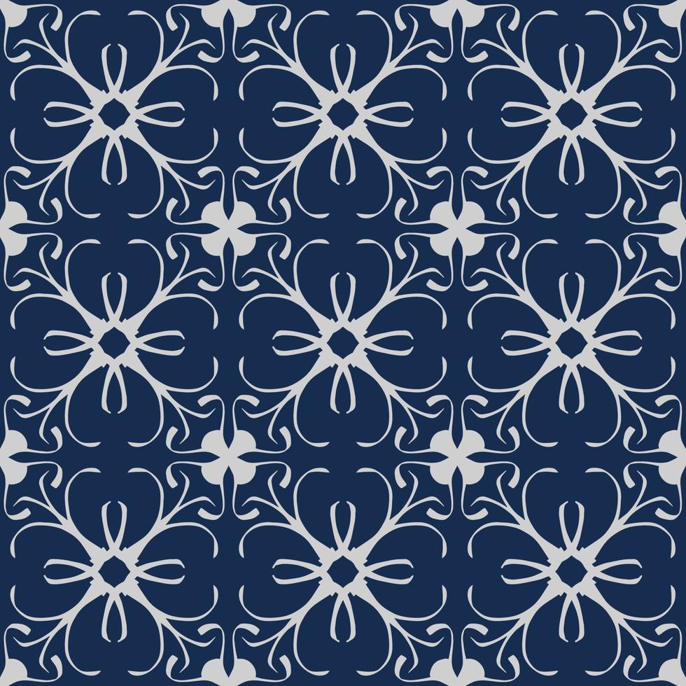 Dark Blue Seamless Pattern with Tribal Shape. Pattern designed in Ikat, Aztec, Moroccan, Thai, Luxury Arabic Style. Ideal for Fabric Garment, Ceramics, Wallpaper. Vector Illustration.