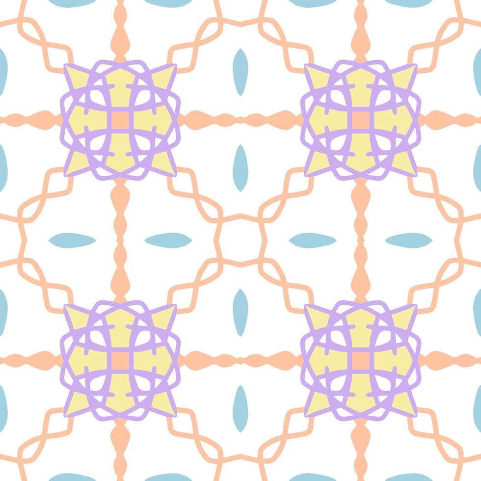 Pastel Color Seamless Pattern with Tribal Shape. Pattern designed in Ikat, Aztec, Moroccan, Thai, Luxury Arabic Style. Ideal for Fabric Garment, Ceramics, Wallpaper. Vector Illustration.