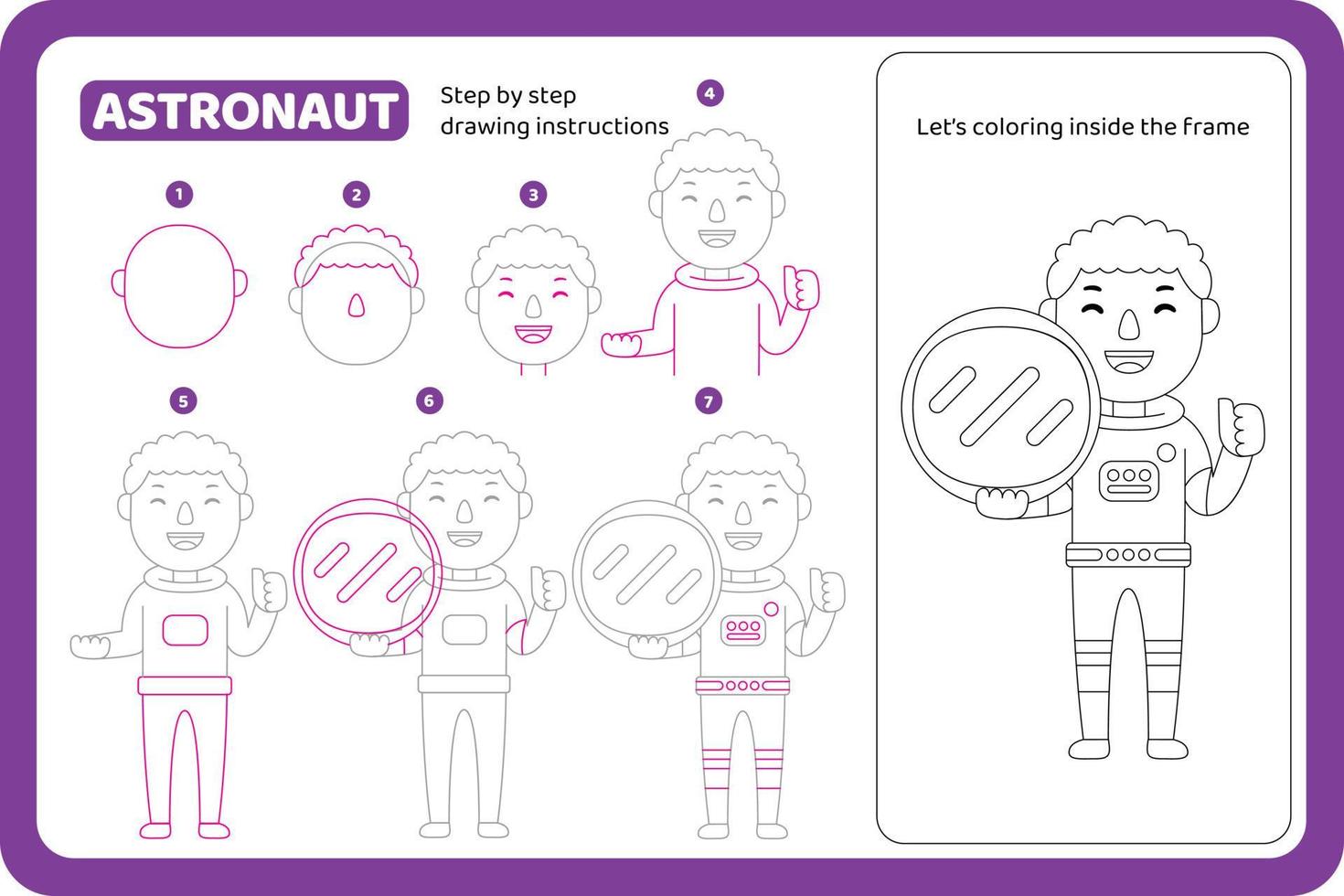 how to draw Astronaut profession tutorial vector