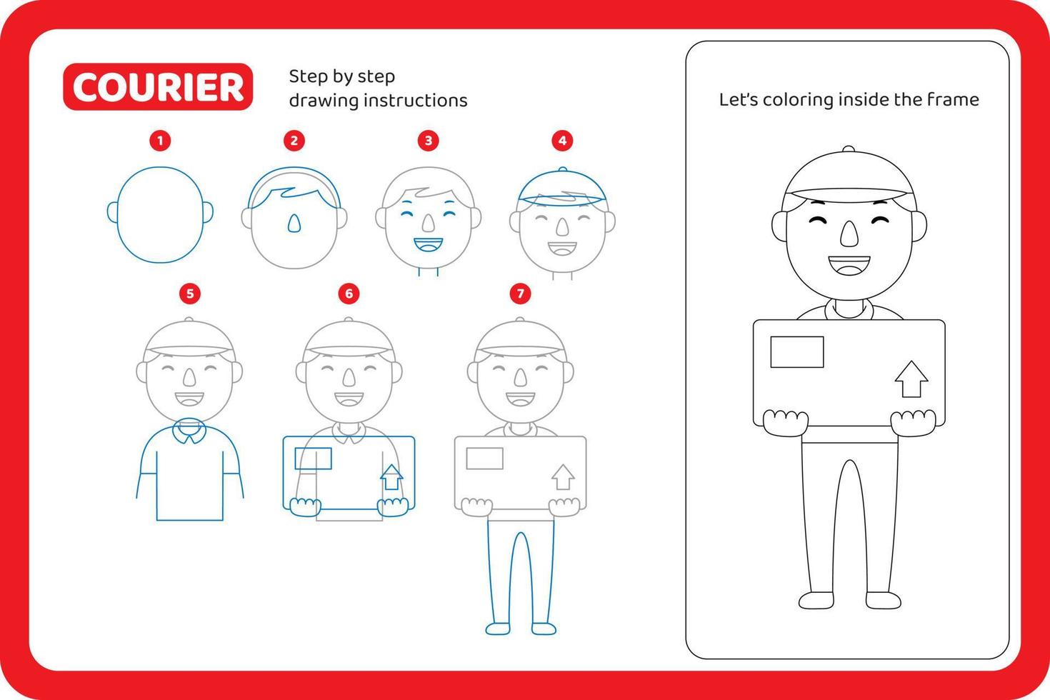 how to draw courier profession tutorial vector