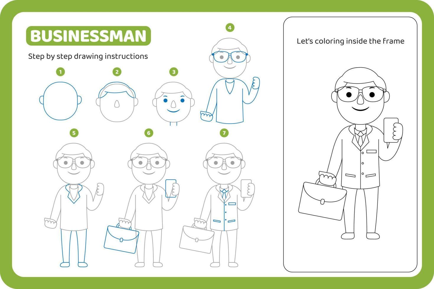 how to draw businessman profession tutorial vector