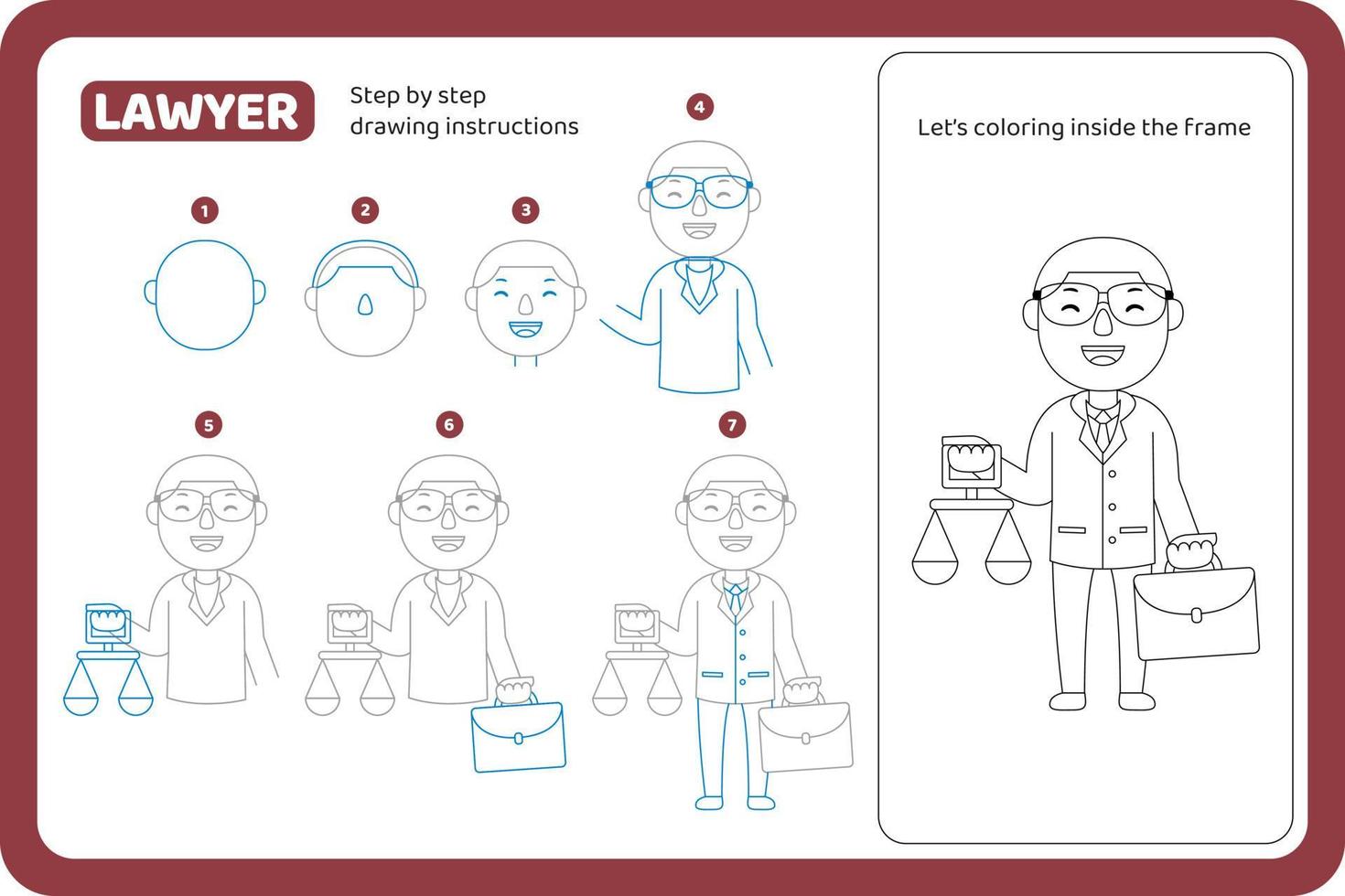 how to draw lawyer profession tutorial vector