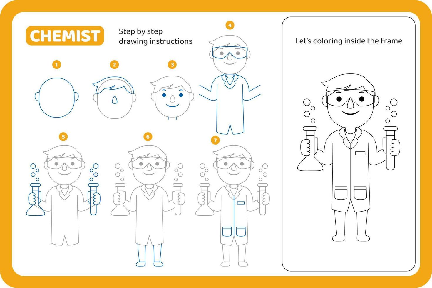 how to draw chemist profession tutorial vector