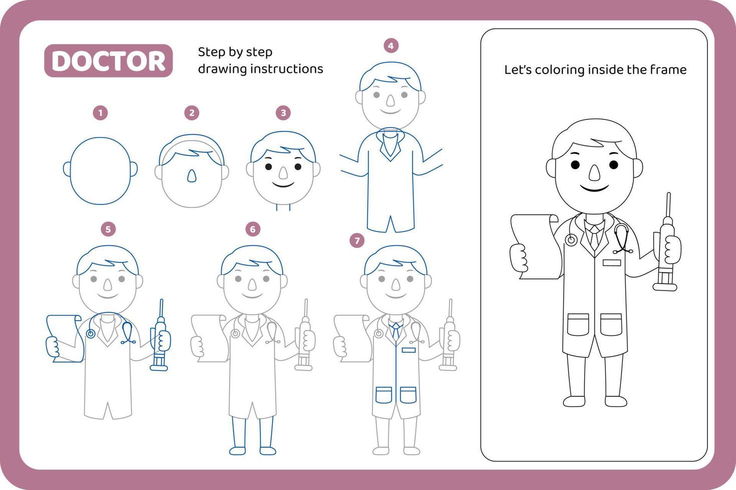how to draw doctor profession tutorial vector