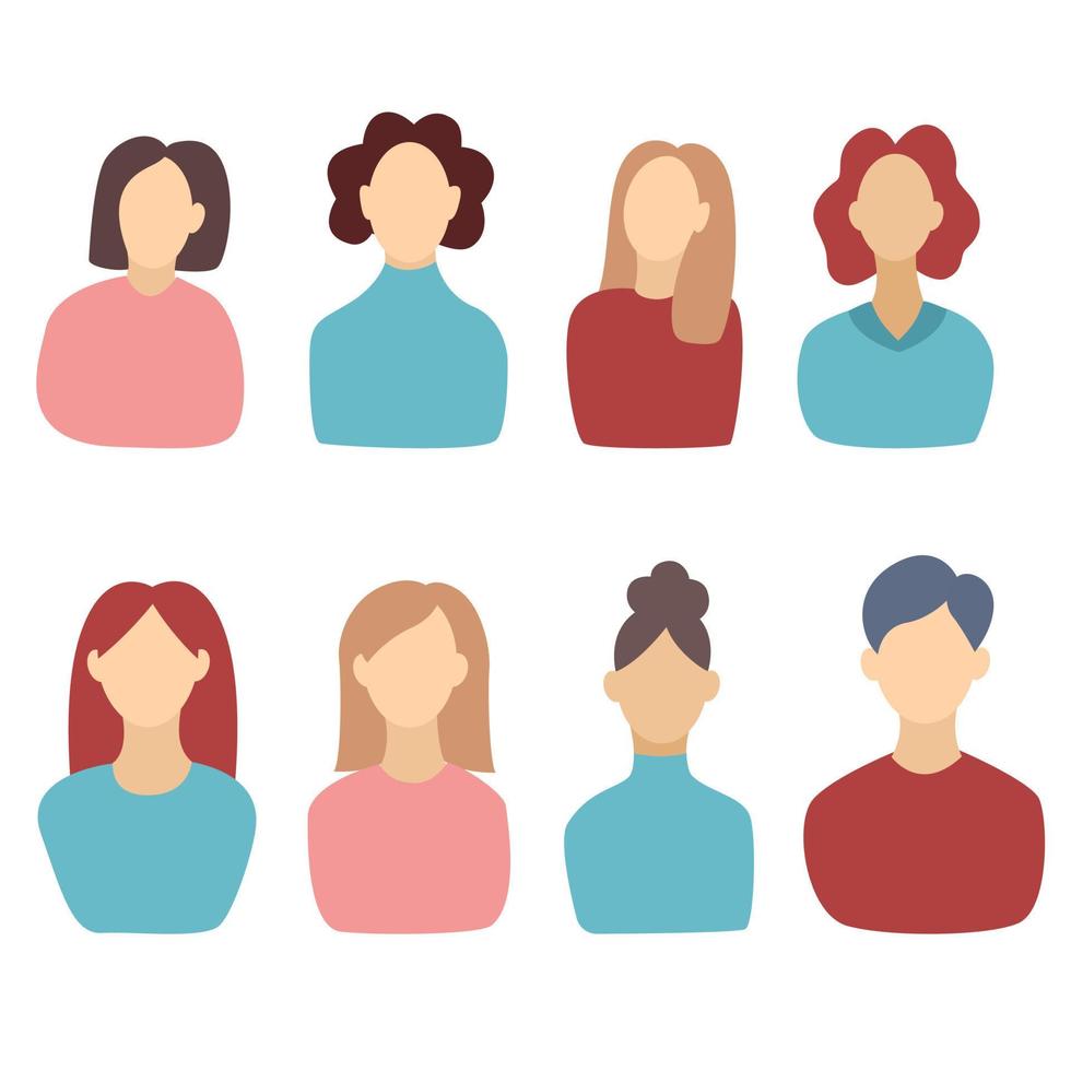 Set of female avatars vector