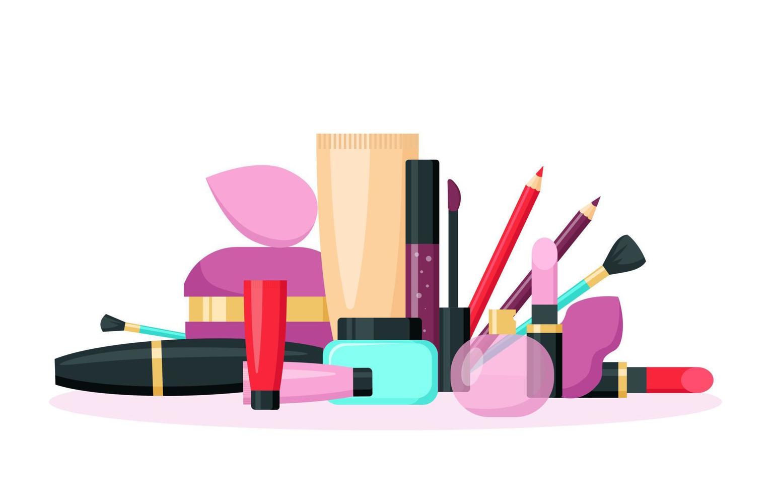 Make Up Beauty Cosmecics set. Flat vector illustration on white background