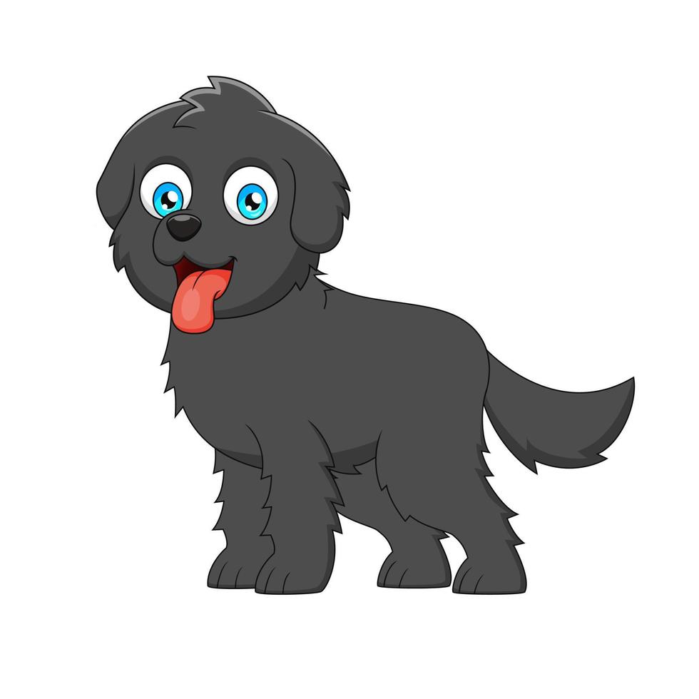 linda caricatura de perro de Terranova. ilustración de animales de dibujos animados vector