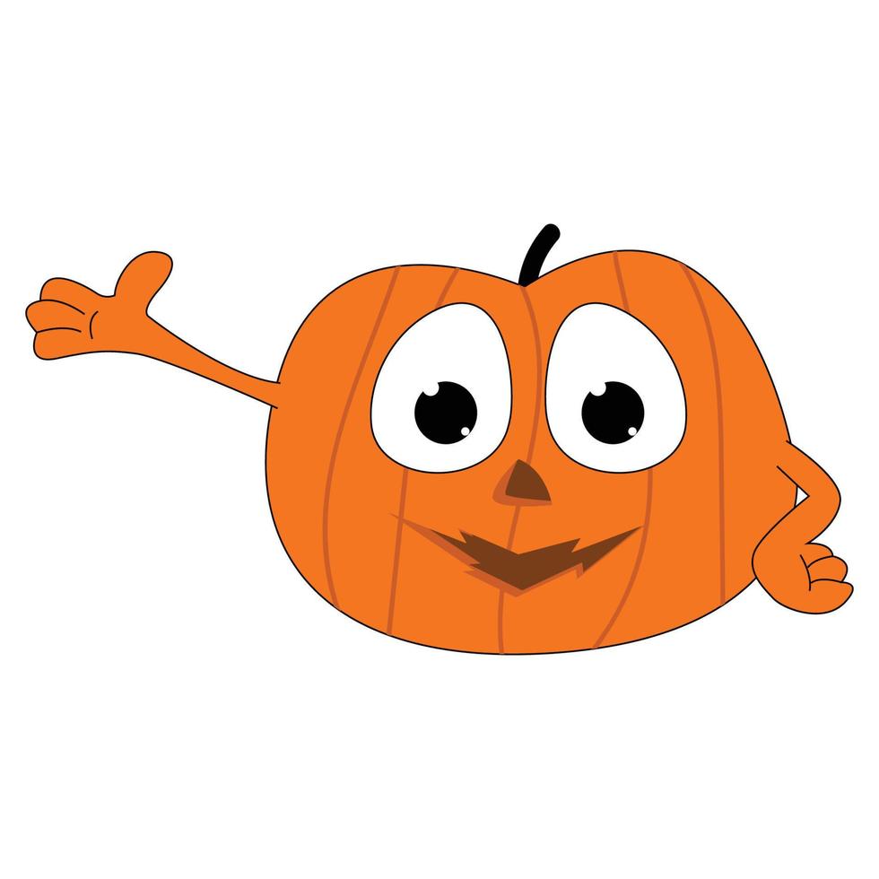 lindo gráfico de personaje de dibujos animados de calabaza vector